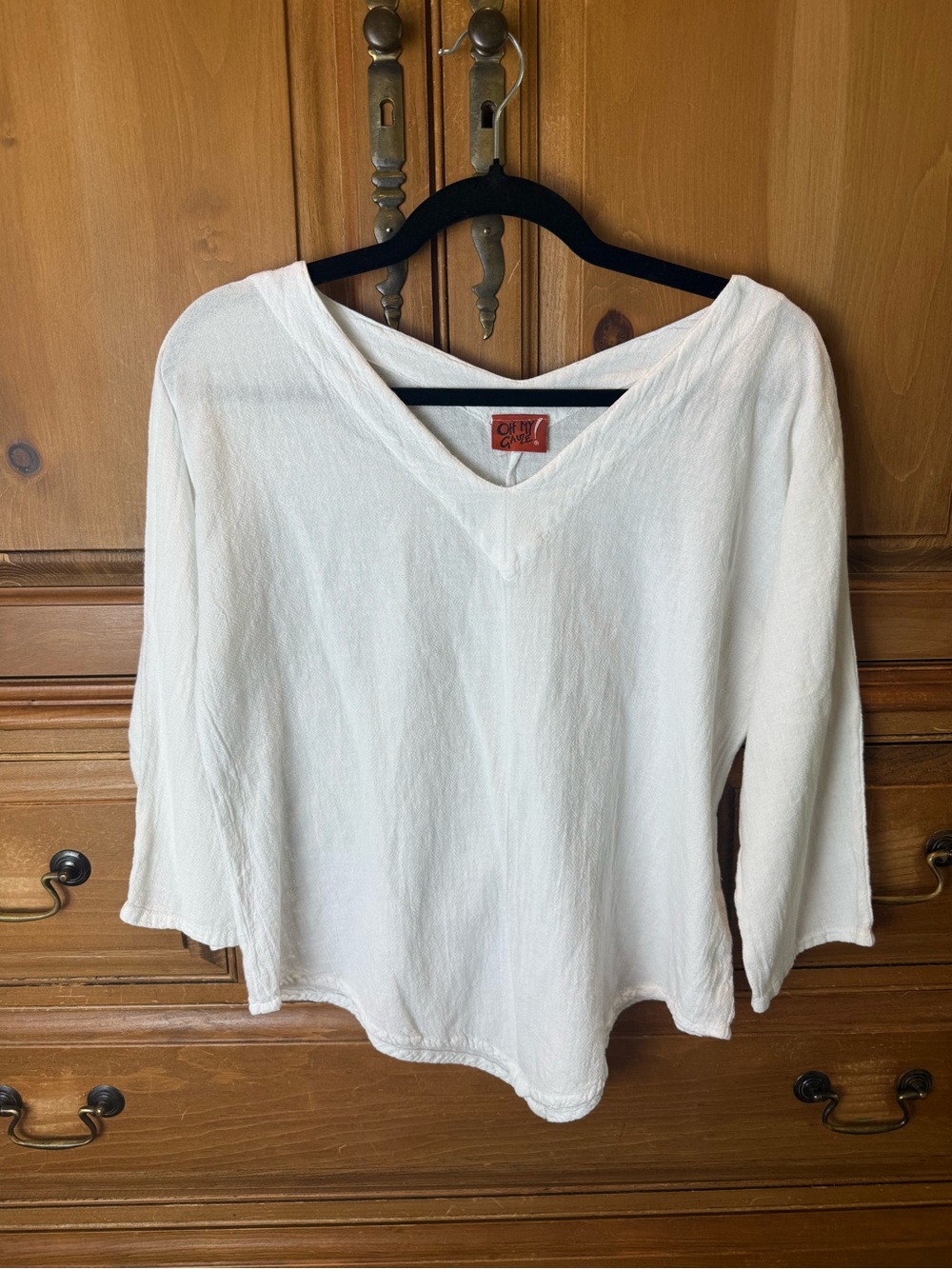 Oh My Gauze! White V-Neck Gauze Tunic Top